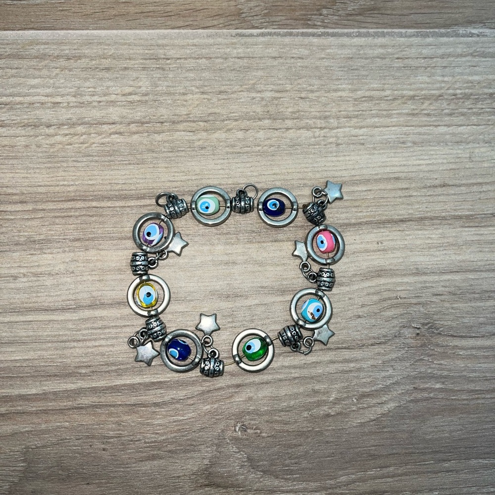 Silver Evil Eye Charm Bracelet